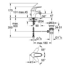 Смеситель Grohe Euroeco 32882000 с цепочкой для биде