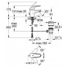 Смеситель Grohe Euroeco 23262000 для раковины