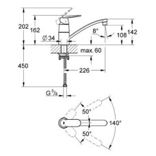 Смеситель Grohe Eurosmart Cosmopolitan 31170000 для кухни