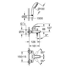 Смеситель Grohe Eurosmart 2015 3330220A (33302002) для ванны и душа