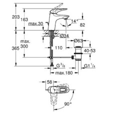 Смеситель Grohe Eurostyle 23374003 для раковины, размер 