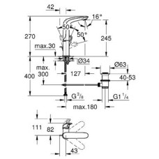 Смеситель Grohe Eurostyle 23569003 для раковины, высокий, размер 