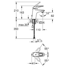 Смеситель Grohe Eurostyle 33557003 для раковины, размер 