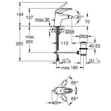 Смеситель Grohe Eurostyle 33565003 для биде, размер 