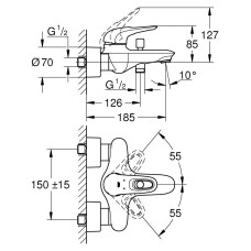 Смеситель Grohe Eurostyle 33591003 для ванны и душа