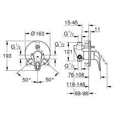 Смеситель Grohe Eurostyle 33637003 для ванны и душа, скрытый монтаж, в сборе