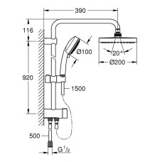 Душевая стойка Grohe New Tempesta Cosmopolitan 200 26453001 (26453000) с переключателем