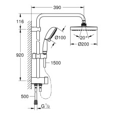 Душевая стойка Grohe New Tempesta Rustic 200 26454001 (26454000) с переключателем