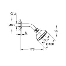 Верхний душ Grohe New Tempesta 100 III 26088001 (26088000) с душевым кронштейном