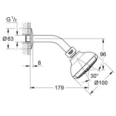 Верхний душ Grohe New Tempesta 100 III 26088001 (26088000) с душевым кронштейном