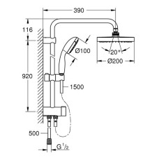 Душевая стойка Grohe New Tempesta System 200 26452001 (26452000) с переключателем