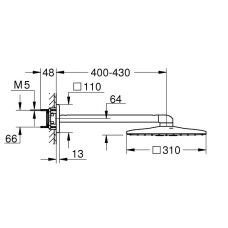 Верхний душ Grohe Rainshower SmartActive Cube 310 26479LS0, 2 режима струи, белый
