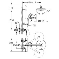 Душевая система Grohe Tempesta Cosmopolitan 210 27922001 (27922001) с термостатом для душа