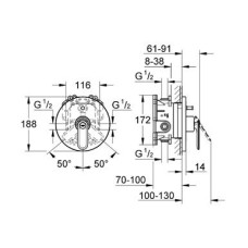 Смеситель для ванны и душа Grohe Veris 19344000, хром, внешняя часть
