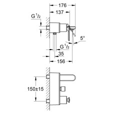 Смеситель Grohe Veris 32195000 для ванны DN 15, хром
