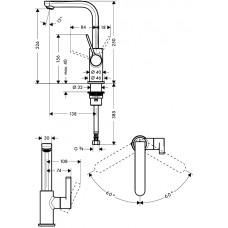 Смеситель для раковины Hansgrohe Metris S 31161000, поворотный излив, высокий