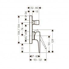 Смеситель Hansgrohe Metropol 74546000 для ванны, внешняя часть, с защитной комбинацией