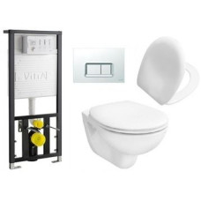 Комплект 4 в 1: Инсталляция + унитаз Vitra Arkitekt 9005B003-7211 с кнопкой хром