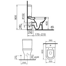 Унитаз-компакт Vitra S50 9798B003-7201 с сидением SoftClose