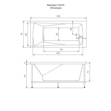 Ванна акриловая Акватика Авентура 150*70*67 см