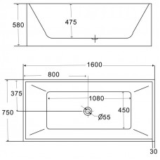 Ванна акриловая BelBagno BB55-1600