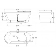 Ванна акриловая BelBagno BB71-1600