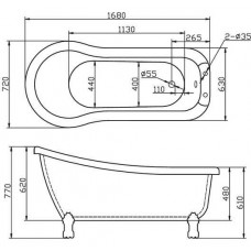 Ванна акриловая BelBagno BB20-CRM, хром, 168*72*h77 см