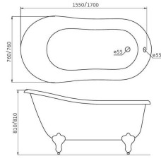 Ванна акриловая BelBagno BB04-ORO/BIA, золото/белый