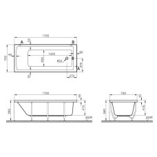 Ванна акриловая Vitra Neon 52280001000, 170*75 см