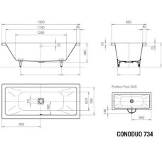 Ванна Kaldewei Conoduo мод. 734, 190*90*43 см easy-clean